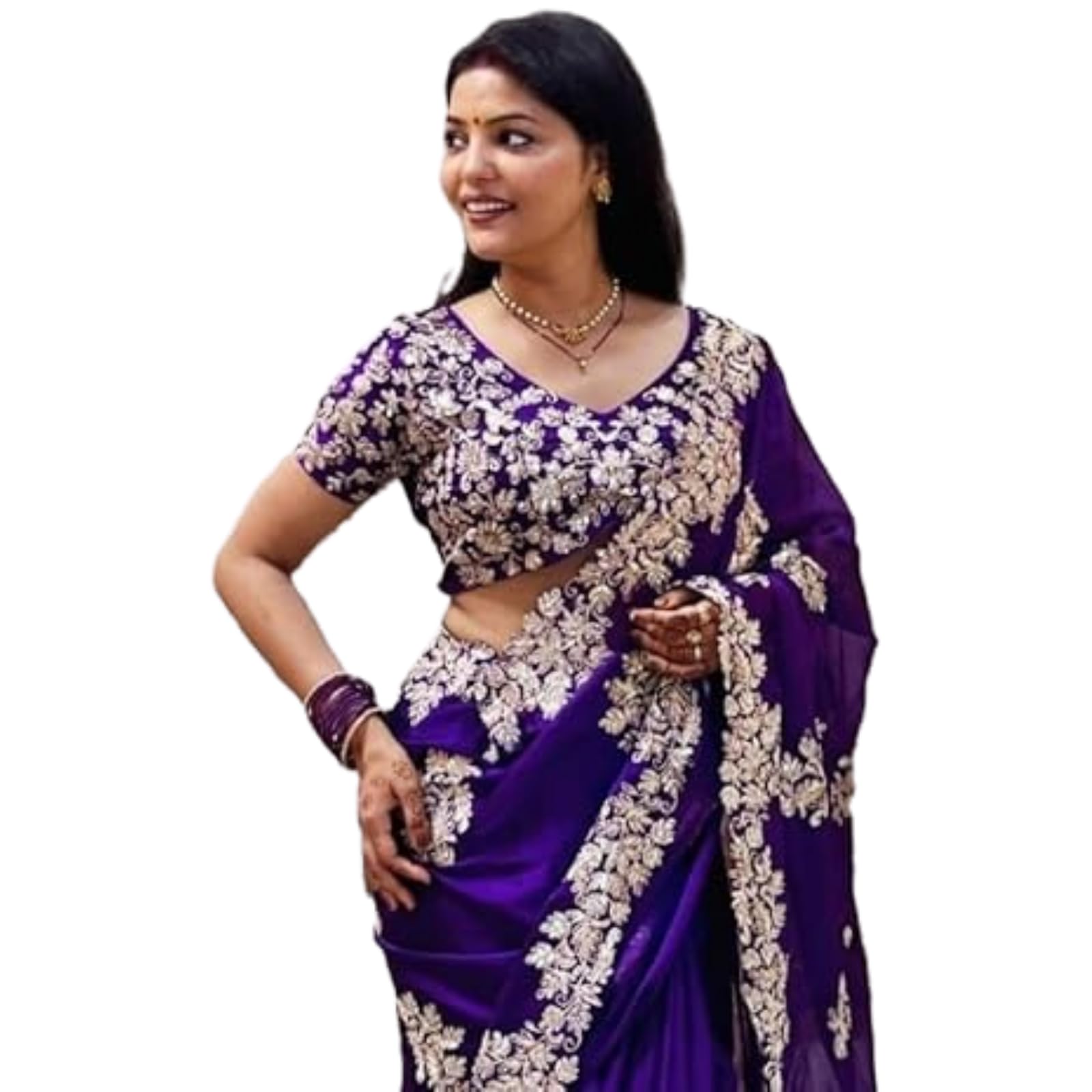 vairagee Women Purple Rangoli Silk Embroidery Saree With Unstitched Blouse (6294)-picture-12