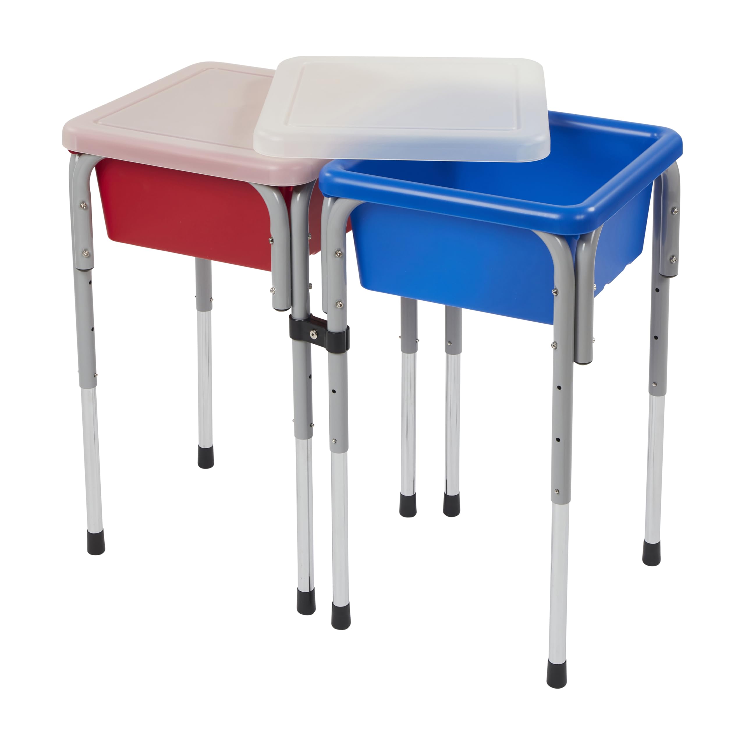 Back2School Express Double Sensory Table with Lids, Adjustable Table, Blue/Red