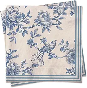 Guardanapo de Papel Versalhes Azul e Marfim 32,5 x 32,5 cm Folha Dupla 20 Folhas Cromus