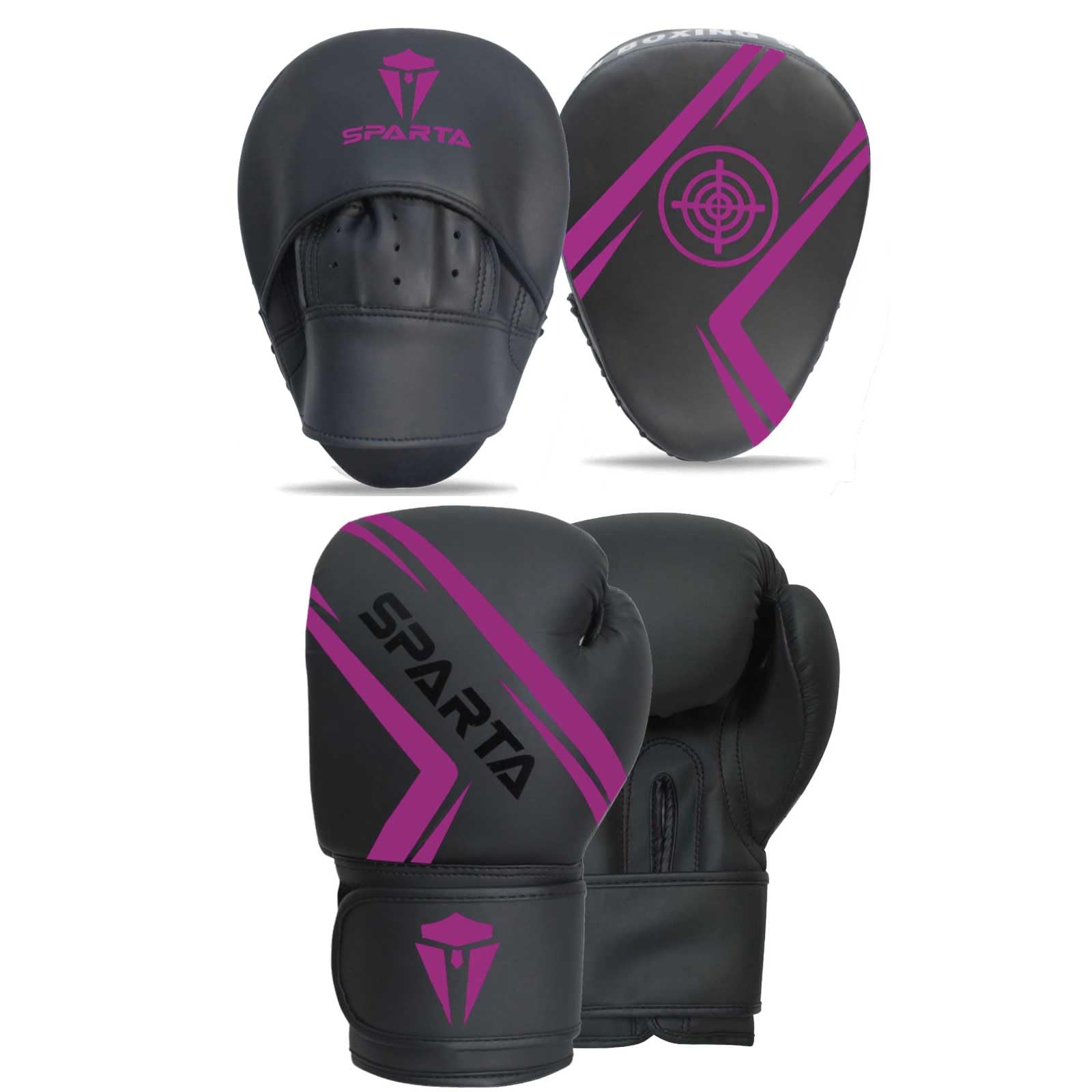 Boxing gloves and pads set Focus Punch Mitts MMA Training Sparring Hook and Jab strike target with Punching Gloves (Purple, 10oz) โ image 1