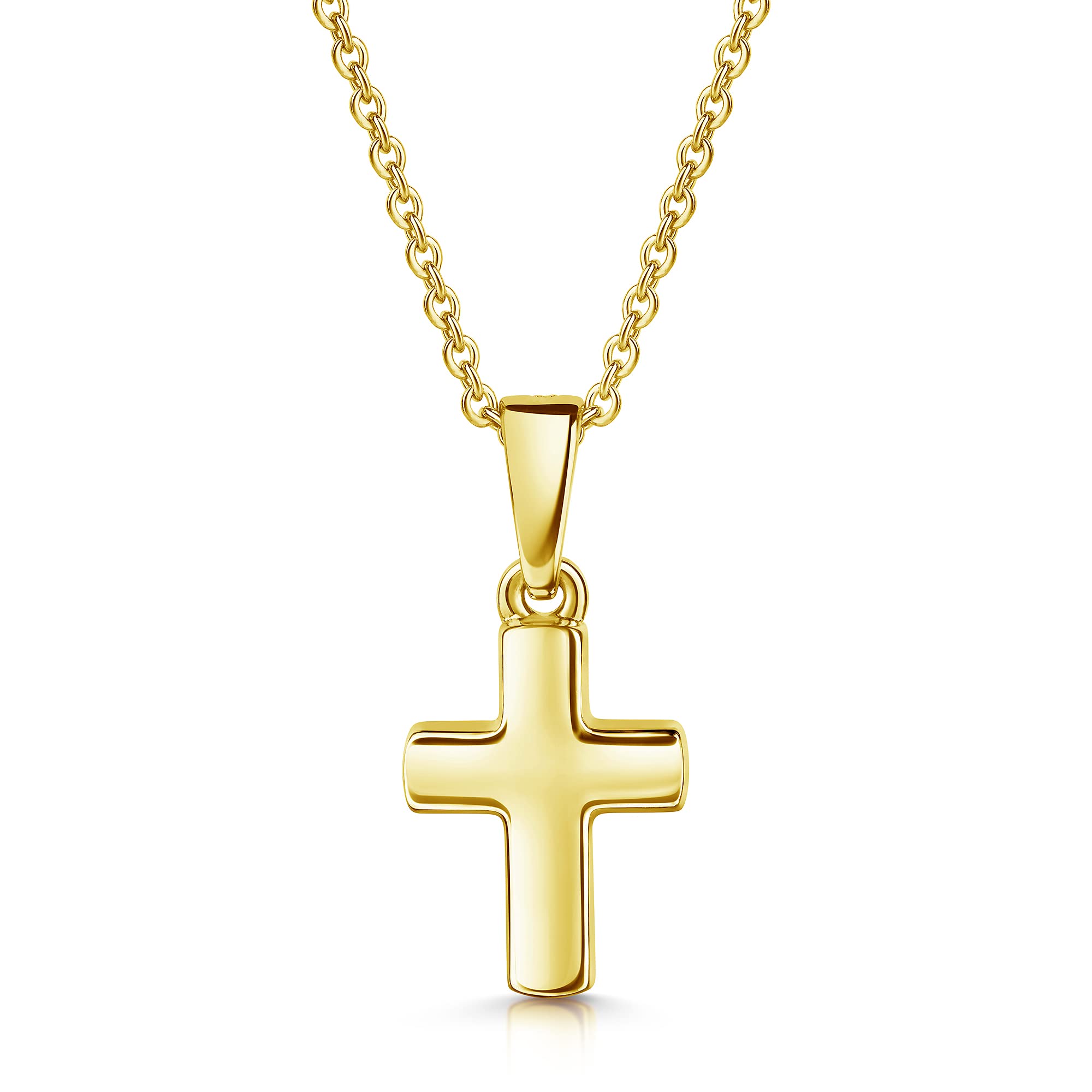 Taufkette Kinder-Anhänger Kreuz glanz 12mm aus 333er Gelbgold inkl. vergoldeter Silberkette 36/38cm AMZ0530