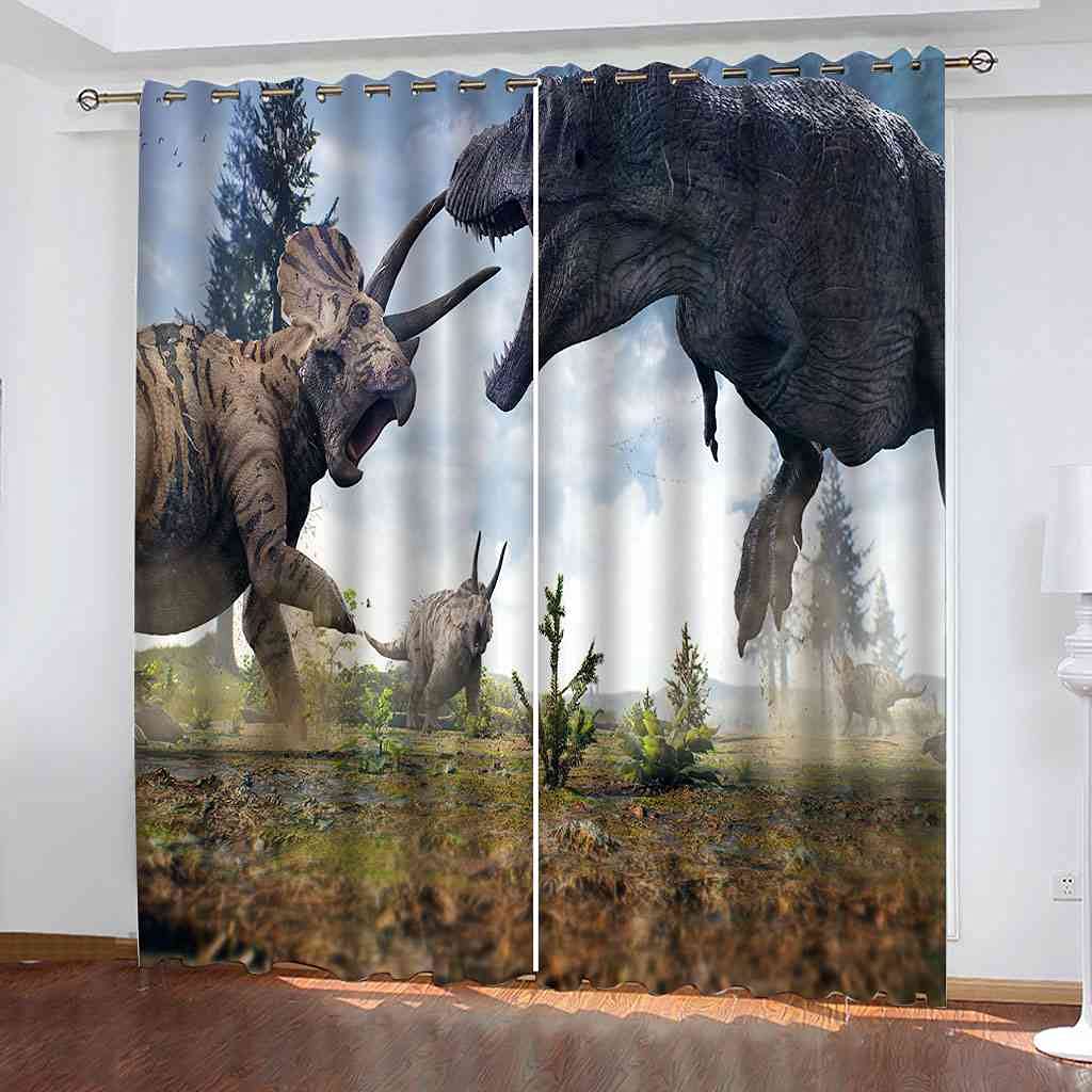 Rideau salon occultant et isolant phonique à motif dinosaure pour chambre enfant