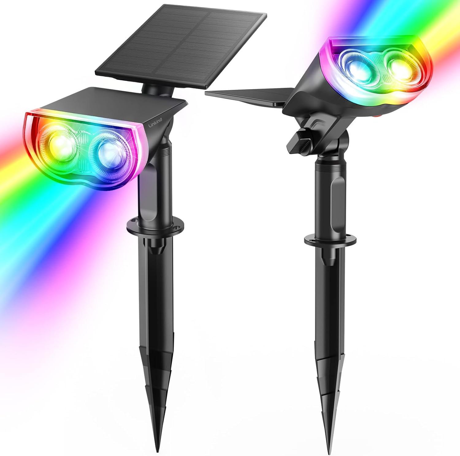 Linkind Solar Spot Lights Outdoor, Color Changing Solar Lights Outdoor