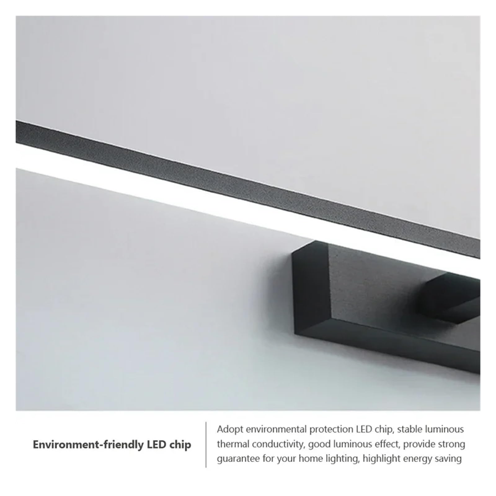 Nowoczesna lampa ścienna LED Sprzęt łazienkowy Kinkiet, trzykolorowe światła Aluminiowa lampa LED do łazienki z lustrem(Black80)