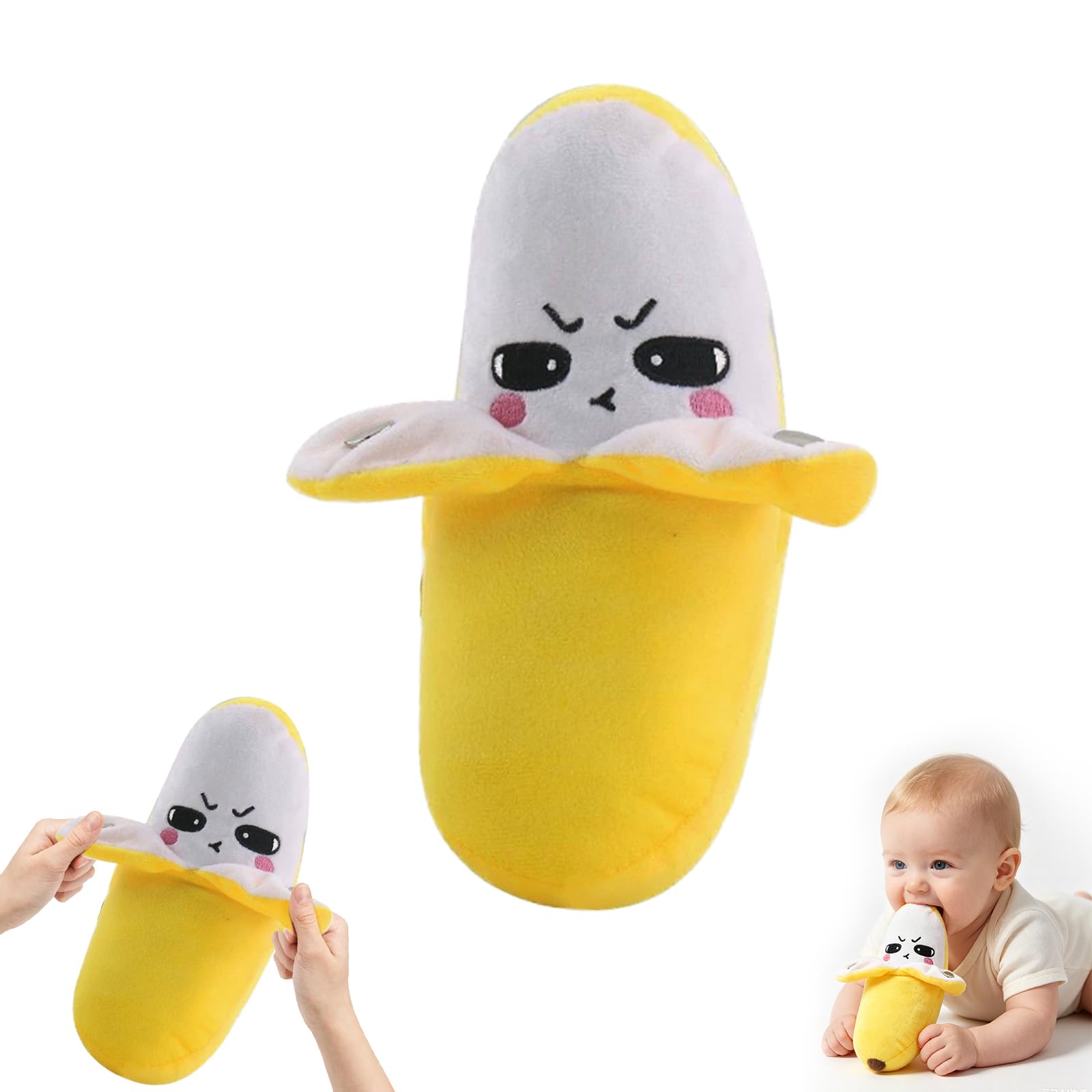 Interactive Music Plush Toy,Touch-Sensitive Fruit & Piano Plush,Stuffed Animal Music Piano Toy, Body-Sensing Plush Toy with Piano and Fruit Metronome Sounds, Educational Musical Gift (Banana)