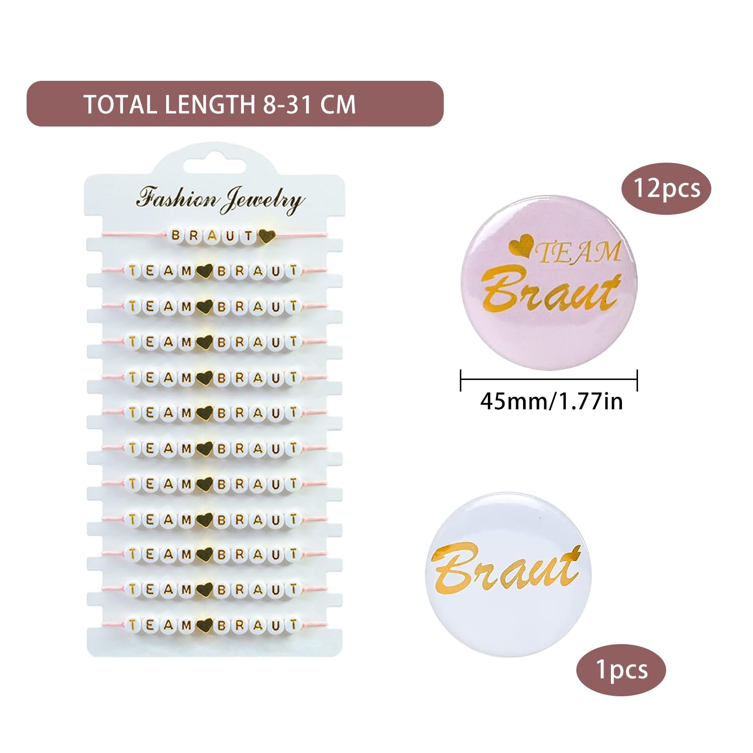 Lot De 12 Bracelets Silicone Pour EVJF - "La Mariée" & "Team Mariée" - Rose Et Blanc - Cadeau Fête Enterrement Vie De Jeune Fille