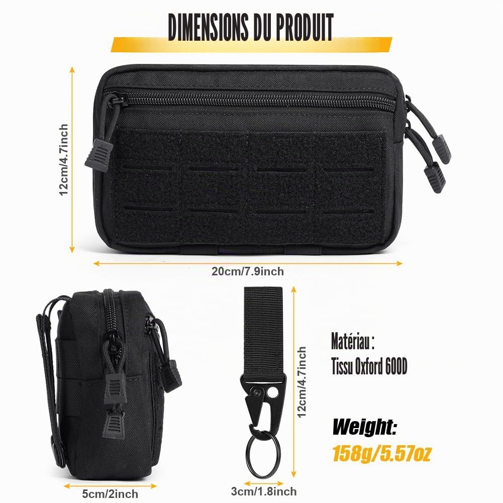 Flintronic Tactique Molle, Nylon Sacoche Ceinture, Sac Tactique Ceinture Militaire, Pochette Molle EDC Gadget, pour Téléphone, Plein-Air, Randonnée, Alpinisme et Cyclisme