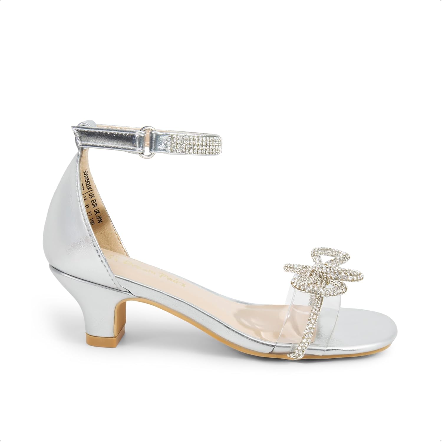 DREAM PAIRS Girls Sandals Ankle Strap Square Toe Low Heel Bow Flower Dress Shoes - Image 7