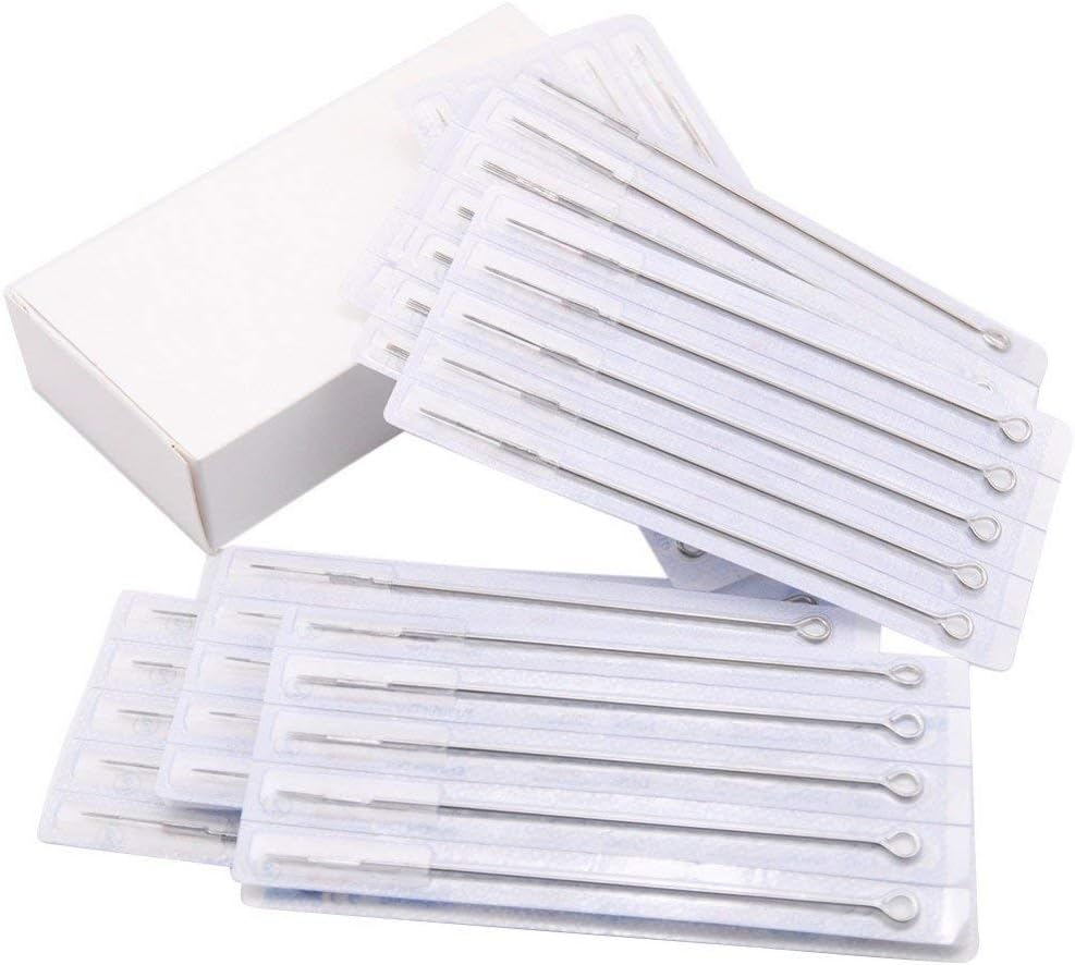 Unihuby Tattoo Needles 50pcs Mixed - Tattoo Needles Round Liner and Round Shader Needles Mixed Size Long Bar Tattoo Needles 3RL 5RL 7RL 9RL 3RS 5RS 7RS 9RS 7M1 9M1 Tattoo kit Tattoo Supply