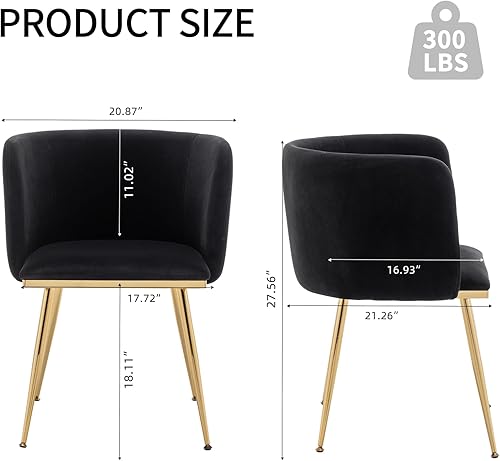 Miniatura 2 de Juego de 6 sillas de comedor de terciopelo, sillas de comedor de barril con patas de metal dorado, moderna silla de comedor tapizada para comedor,