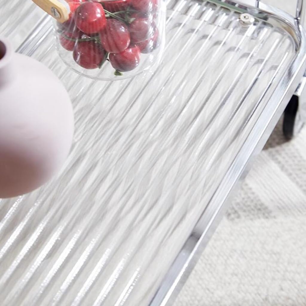 Carrello pieghevole per bevande con ruote e maniglia, versatile carrello da portata per caffè, tè, bevande e snack, perfetto per casa, cucina, feste ed eventi