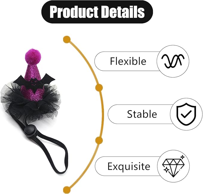 Sombrero de Murciélago para Mascotas Pequeñas con Correa Ajustable miniatura 3