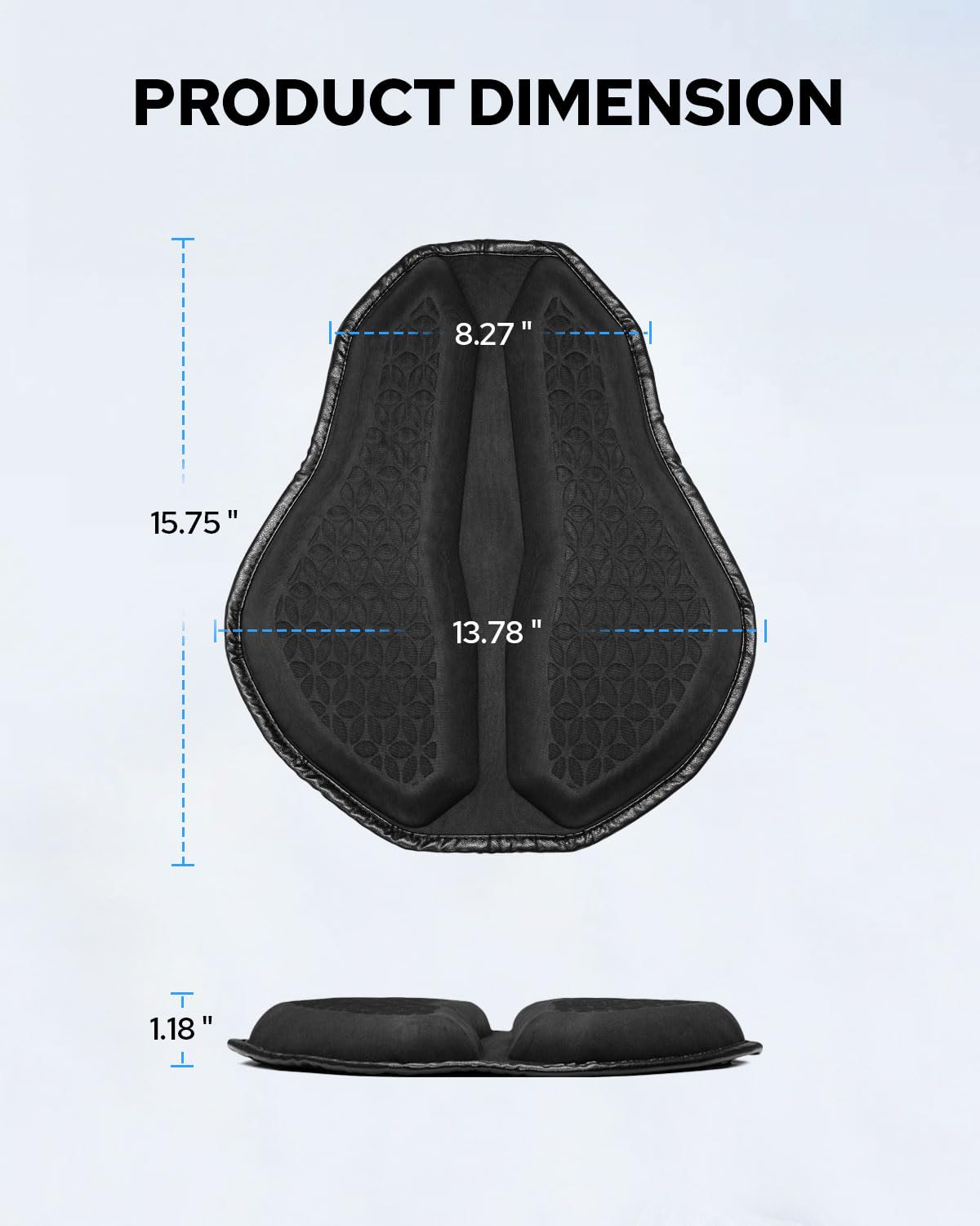 Benlari Cuscino universale per sella moto, in gel, grande struttura a nido d'ape 3D, in TPE, assorbimento degli urti e traspirante, per lunghe pedalate