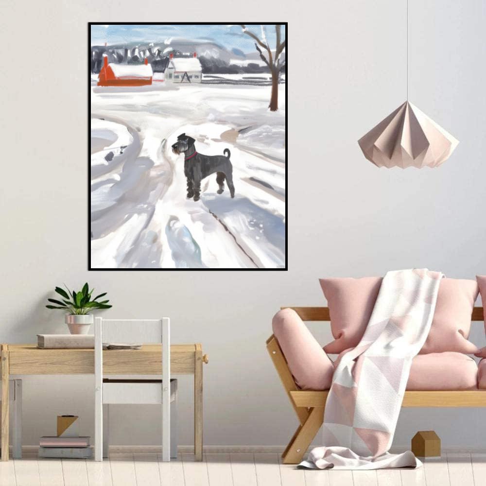 Paint by Numbers Schnoodle Dog DIY Acrylic Painting Kit with Brushes Pigment Oil Painting Artwork Adults Beginners Wall Decor 12x16inch(30x40cm) Frameless