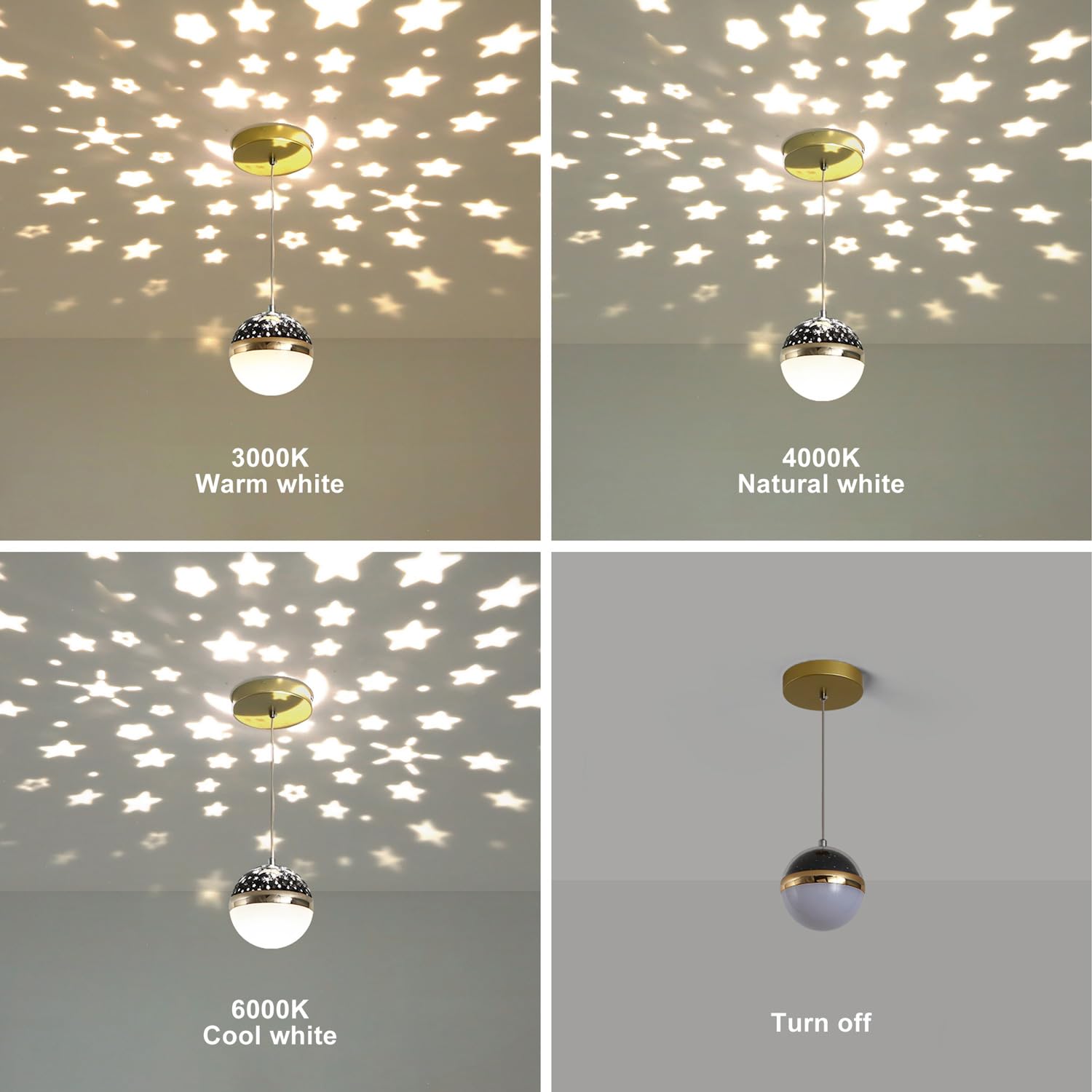 DONHEK Fée Étoile Suspension Globe Lampe Suspendue Projecteur Étoile Chambre d'enfant Plafond Luminaire 12W LED Suspension Lumières pour Couloir Enfants Chambre Pépinière Café Bar Star of Light