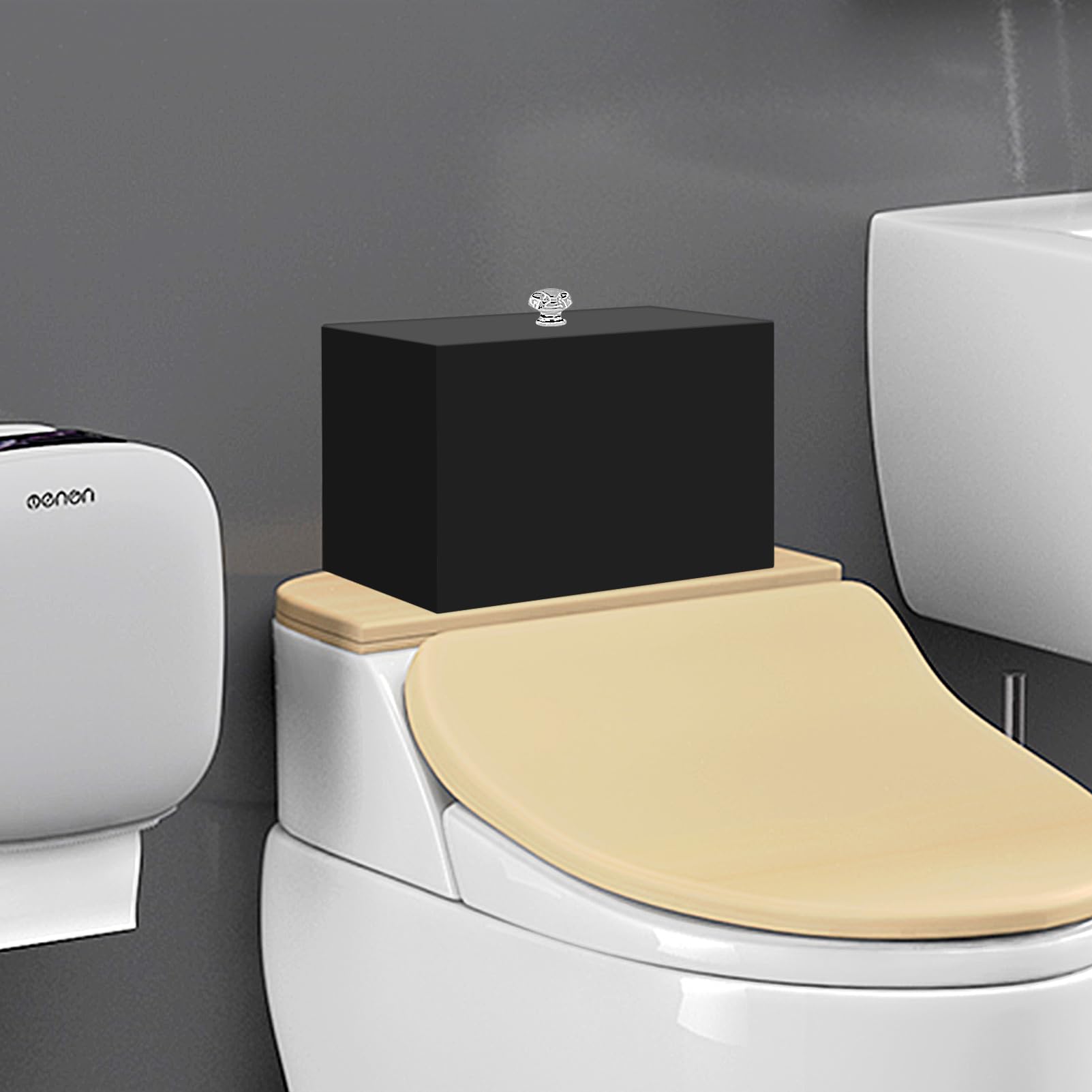 Caja de almacenamiento para sellos de baño, caja de almacenamiento de acrílico, organizador de reglas para mujer, color negro