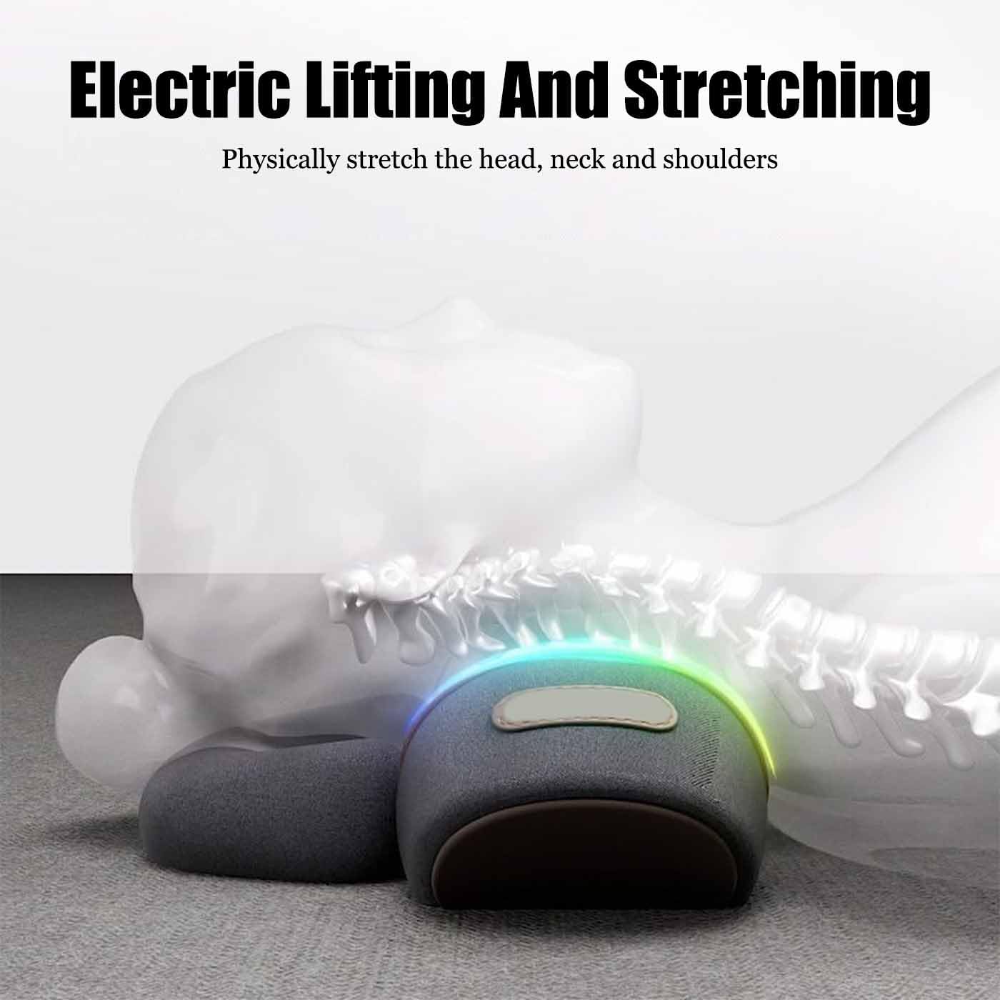 Cervicalm Spinea,Masseur Cervical 3 en 1 avec Chauffage,Oreiller Massant Cervical Chauffant,Vibration,Traction,Chauffage,Intensité Réglable,pour Maison et Bureau,Efficace Musculaires (Noir)