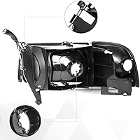Vista 4 de PM PERFORMOTOR Faros delanteros LED DRL negros con LED DRL de repuesto compatible con Ram 150094-02 Ram 2500 3500, PMHL-DRAM-9401-LB-BSC