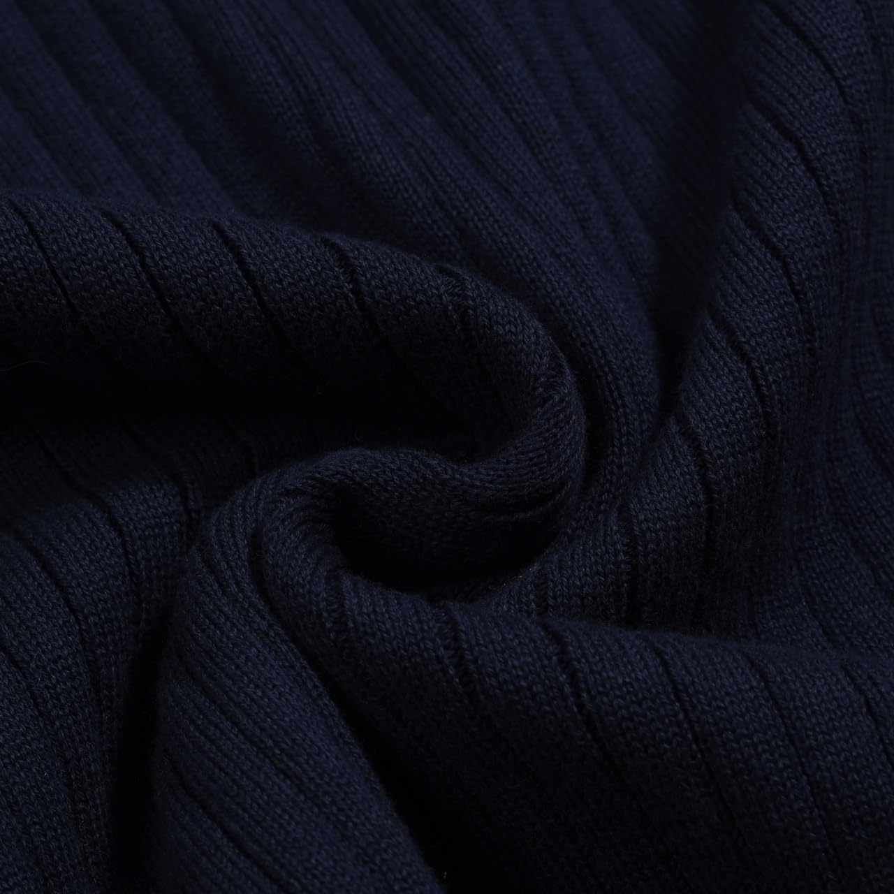OXKNIT Men’s Knit Long Sleeve Polo Shirts, 1960s Mod Retro Stripe Texture Dark Blue Pullover Sweater with Quarter Button