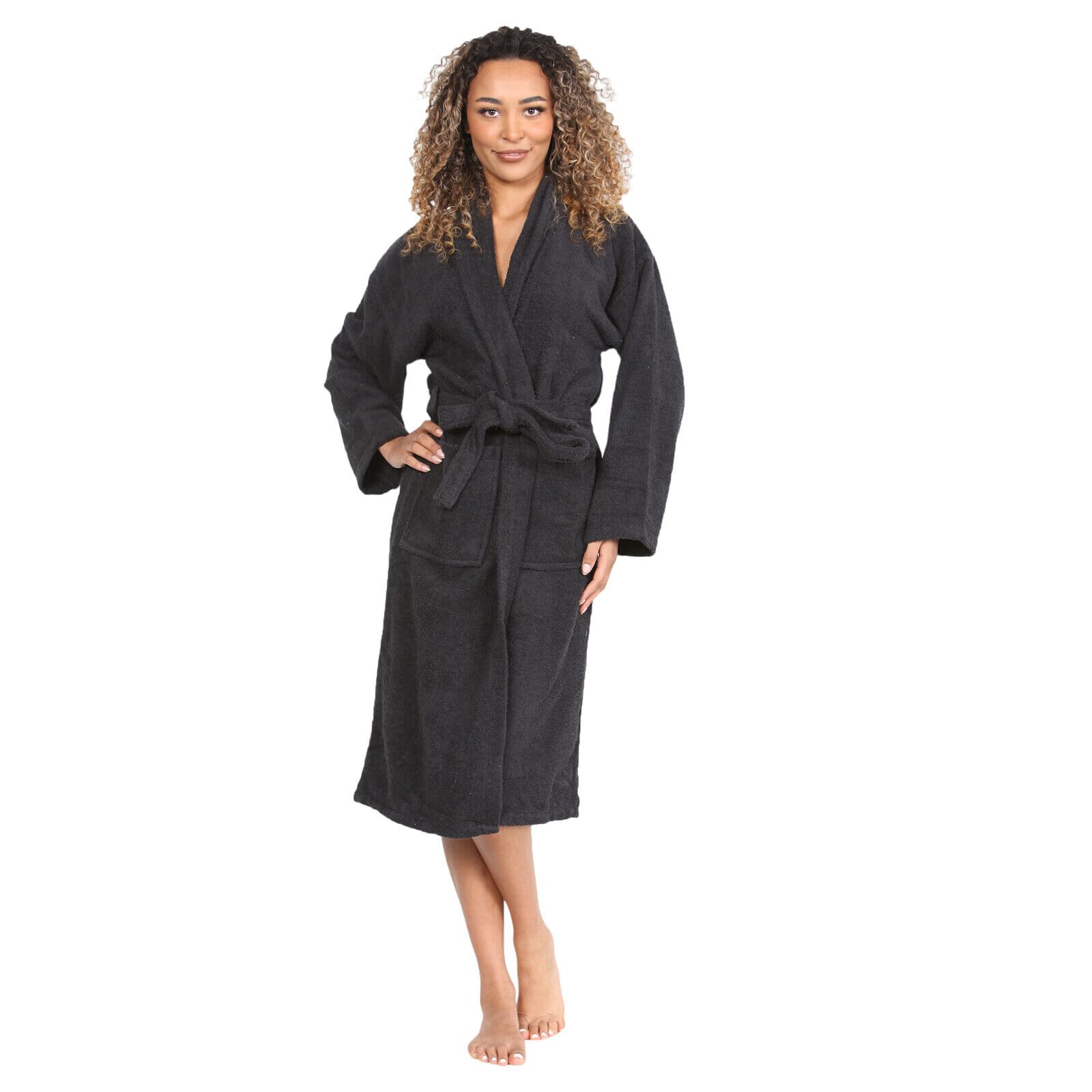 MyShoeStore Unisex 100% Luxury Egyptian Cotton Super Soft Velour Towelling Bath Robe Dressing Gowns Bathrobe Terry Towel Housecoat Nightwear Lounge Wears with Pockets and Belt