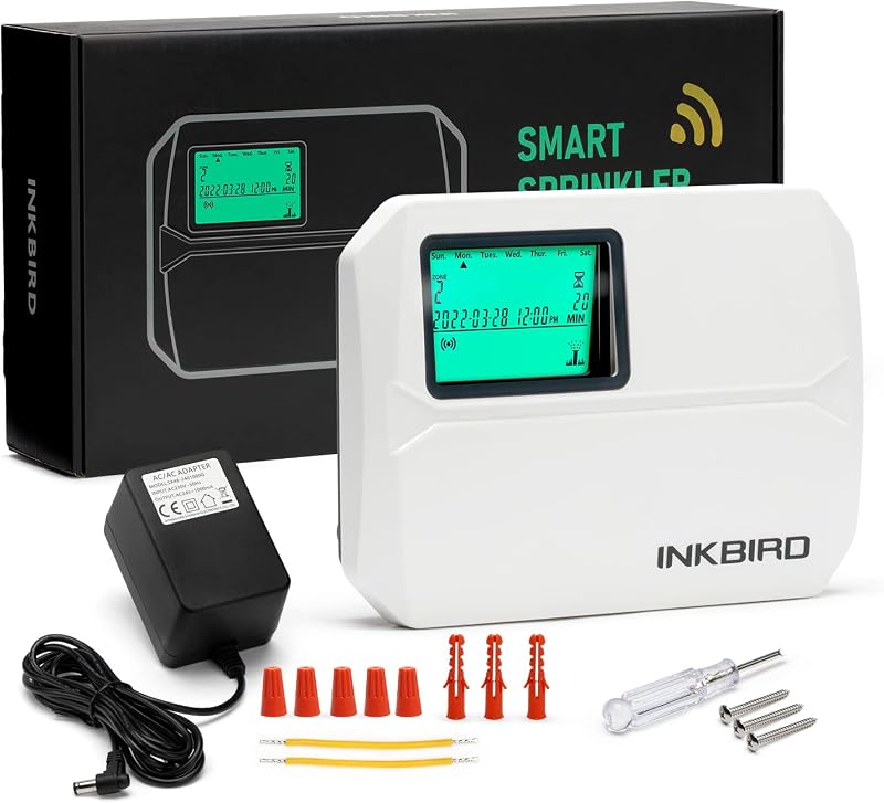 Inkbird IIC-800-WIFI Öntözésvezérlő, 8 Zónás Programozható Öntözőrendszer, Időjárásálló Burkolattal, Esőérzékelő Funkcióval és Szezonális Be