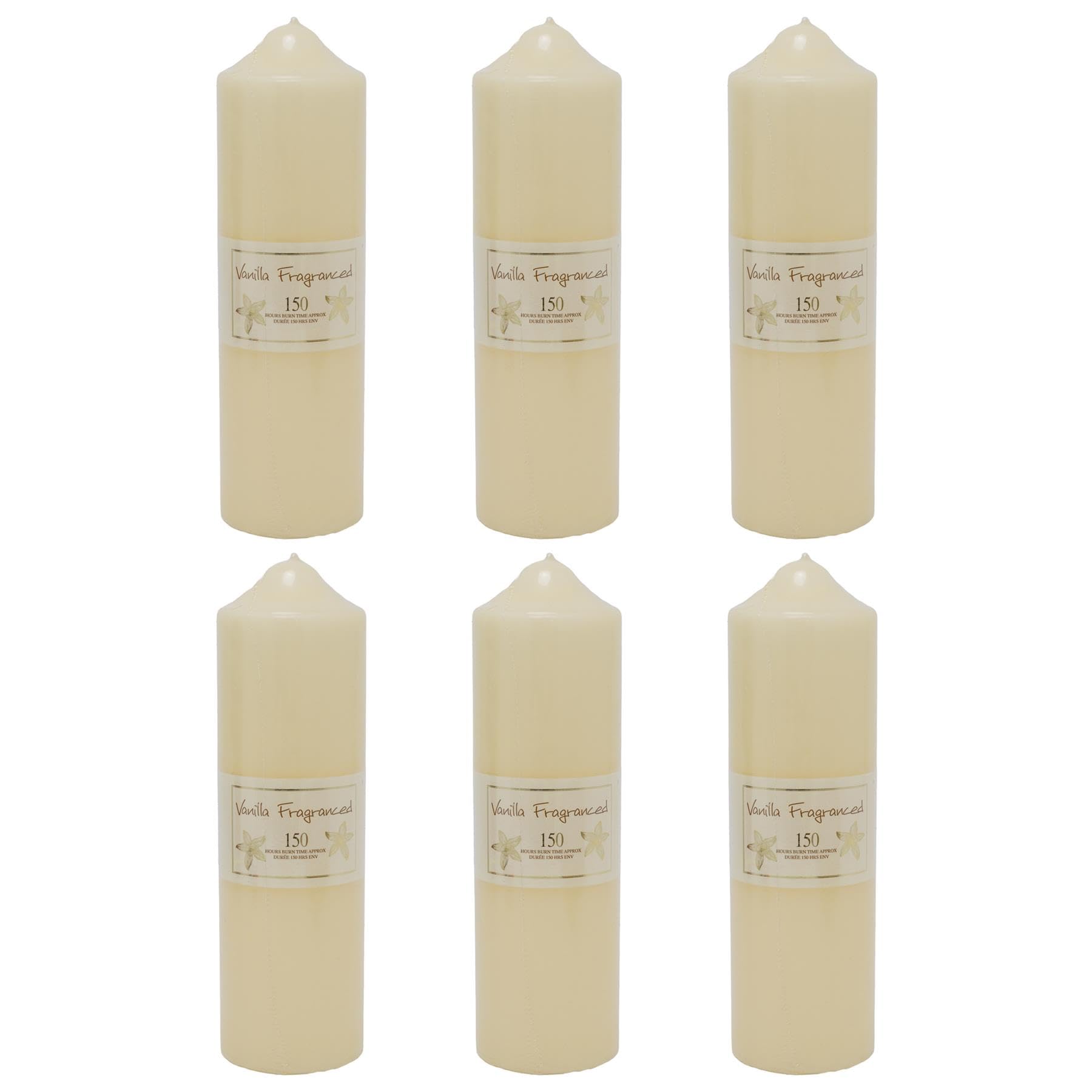 Carousel Home Cream Pack Of 6 Overdipped 150-Hour Vanilla Scented Pillar Votive Wax Candles | Decorative Ivory Church Candles - 24 X 7Cm