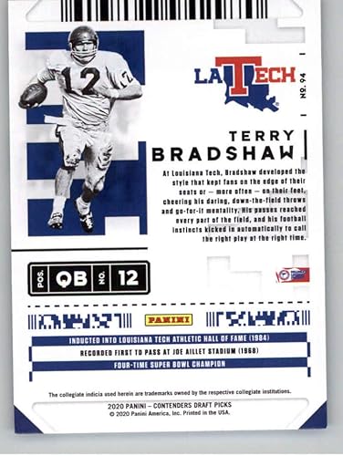 Miniatura 2 de 2020 Panini Contenders Draft Season Ticket #94 Terry Bradshaw Louisiana Tech Bulldogs Football Trading Card
