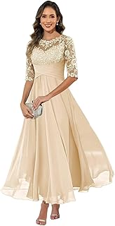 Lace Appliques Chiffon Mother of The Bride Dresses for Women 2026 A Line Formal Wedding Guest Dress Long LL-M112