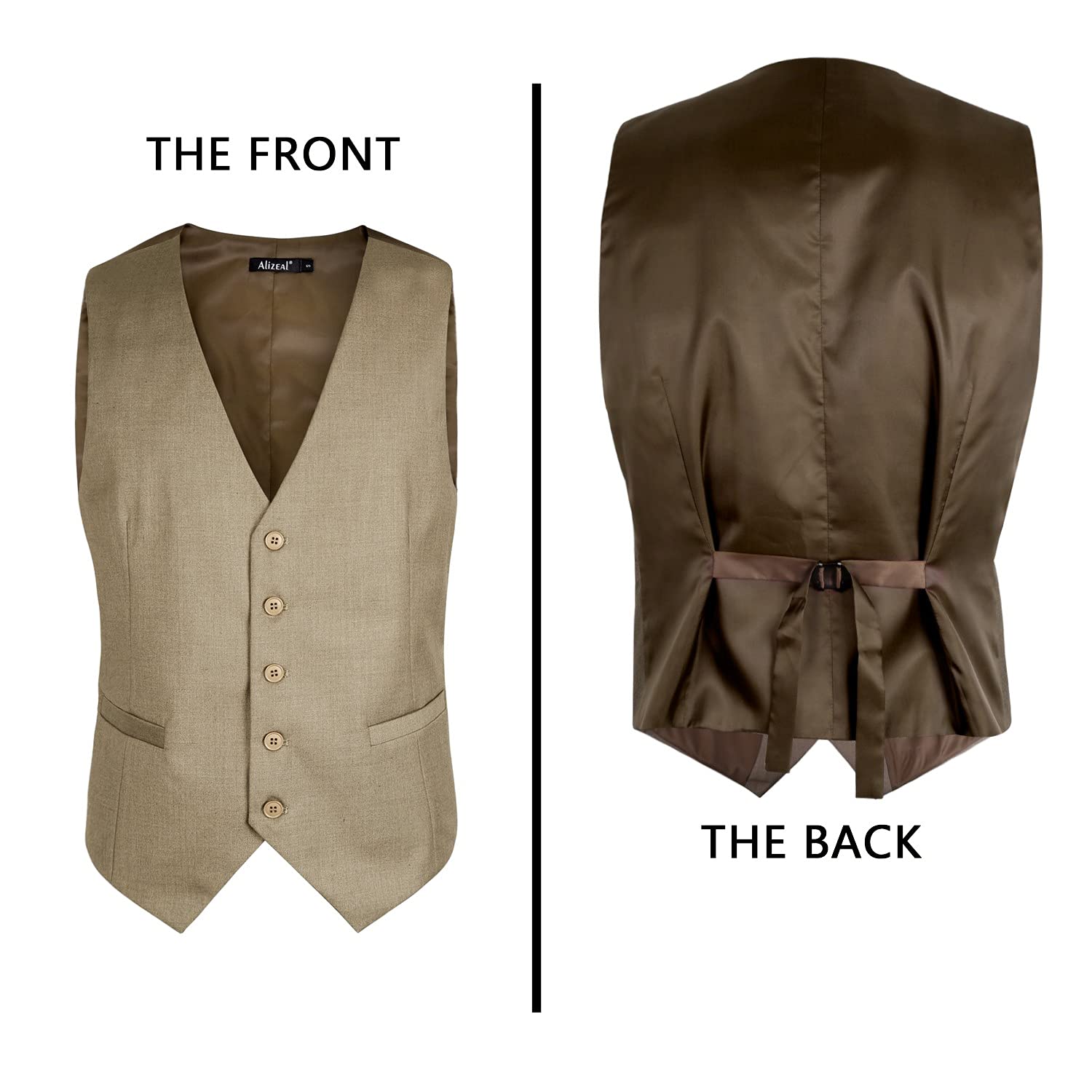 Alizeal Gilet de costume pour hommes de couleur classique, coupe normale
