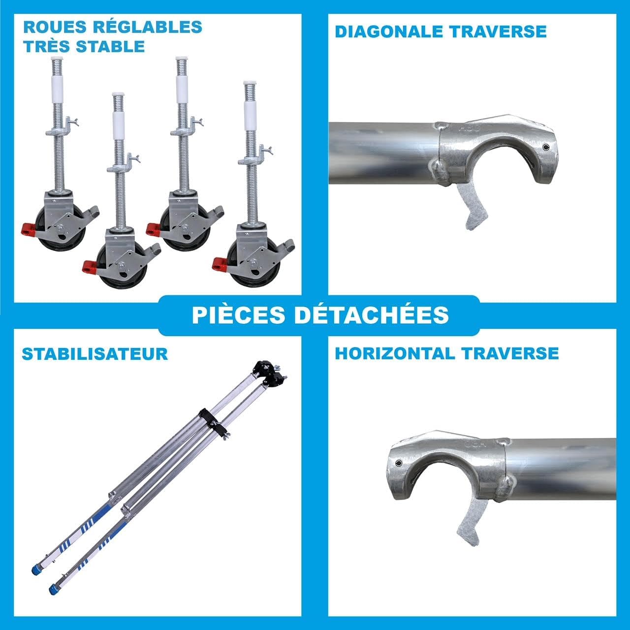 Alumexx FS 75 Échafaudage pliant (Red-Line) - Échafaudage de travail - Échafaudage - Échafaudage en aluminium - Échafaudage roulant (Type A+B: L'échafaudage complet)