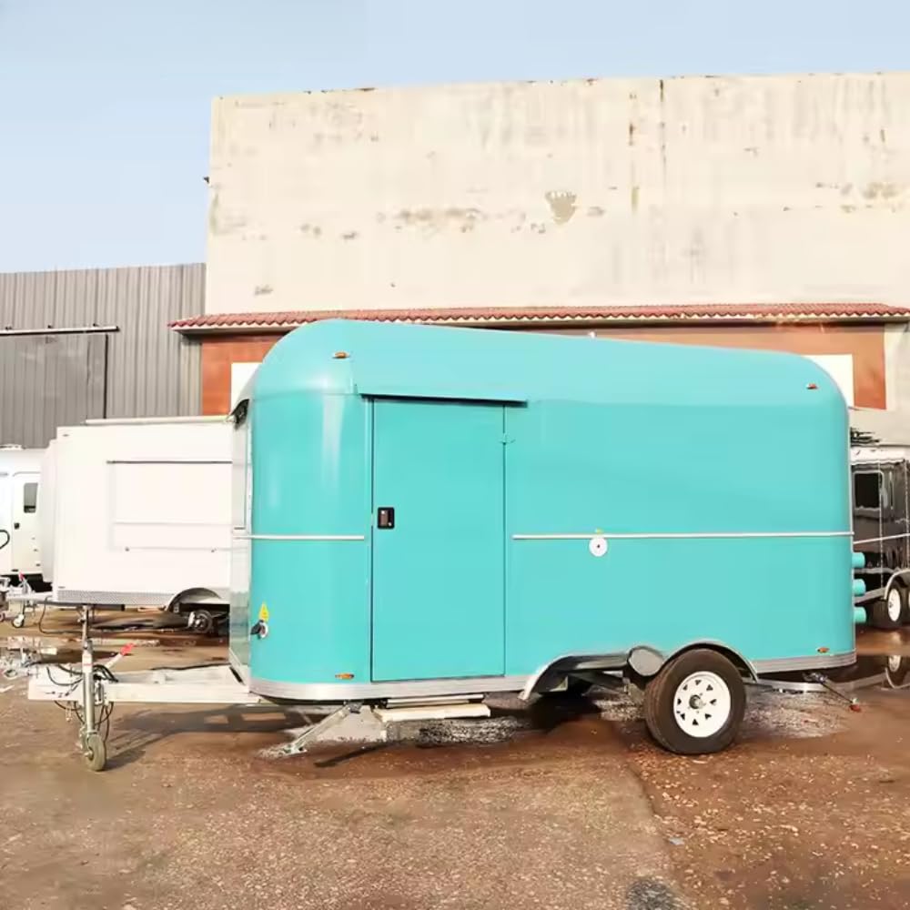 Remolque móvil de camión de alimentos con equipo completo - Diseño Airstream para la venta con café, perro caliente, helado, postre, carrito de bebidas y cocina de panadería para vendedores de 13 pies