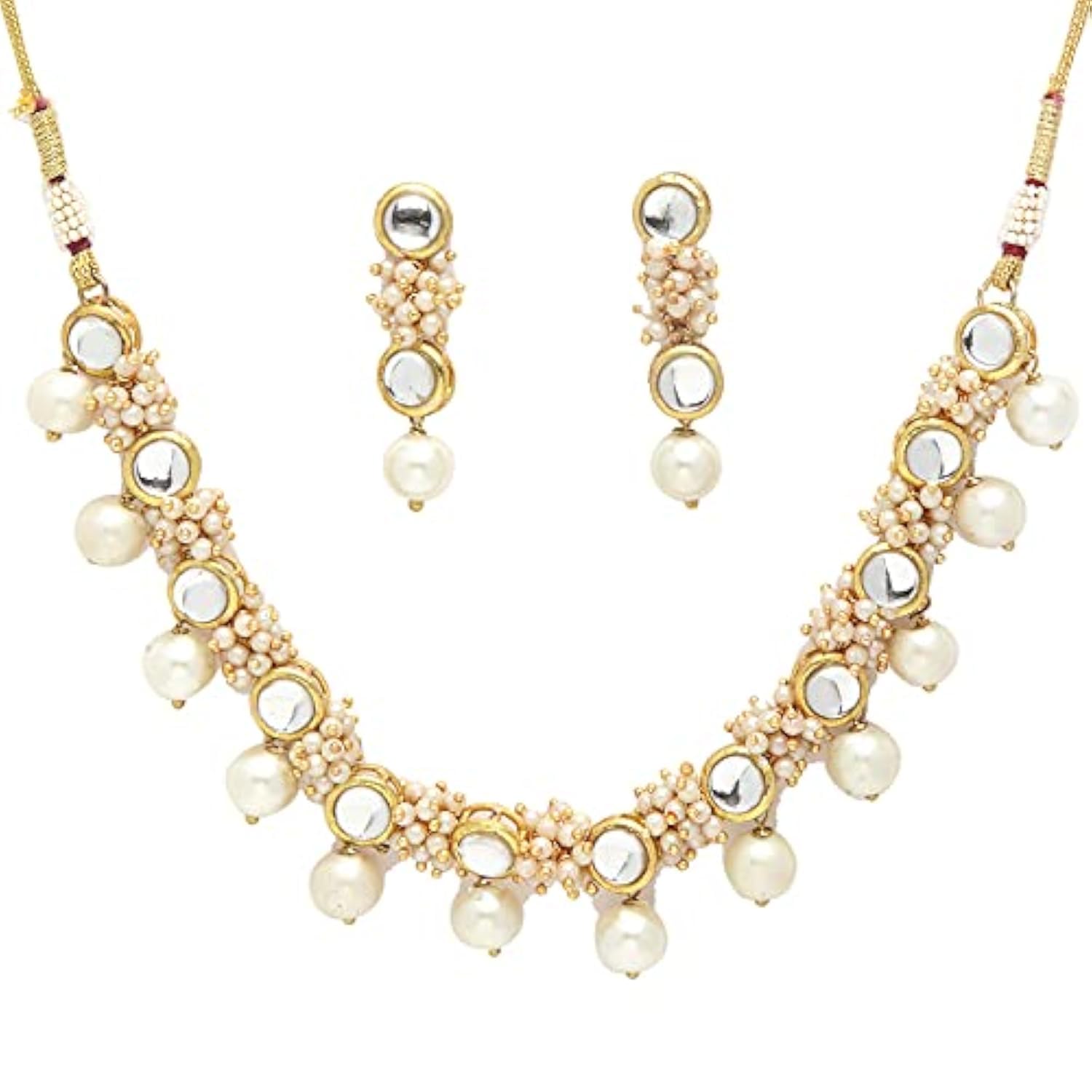 Karatcart Womens Gold-Plated Pearl Ball and Kundan Studded Handcrafted Choker Necklace Set (B09CLCS1R8) Amazon Price History, Amazon Price Tracker