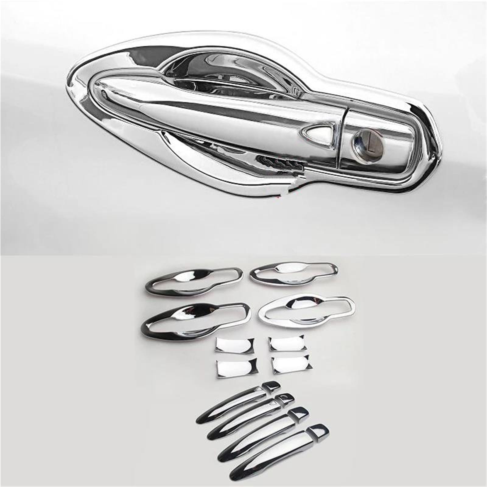 RTSMD Car Exterior Door Handle Cover Replacement Parts for Nissan for Qashqai J11 2014-2021 Door Handle Trim Bezel Cover Door Handle Molding Cover(Set 2)