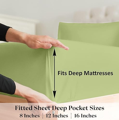 Miniatura 4 de Sábana bajera ajustable con cremallera, tamaño individual XL, bolsillo profundo de 8 pulgadas, sábana inferior de microfibra cepillada de calidad de