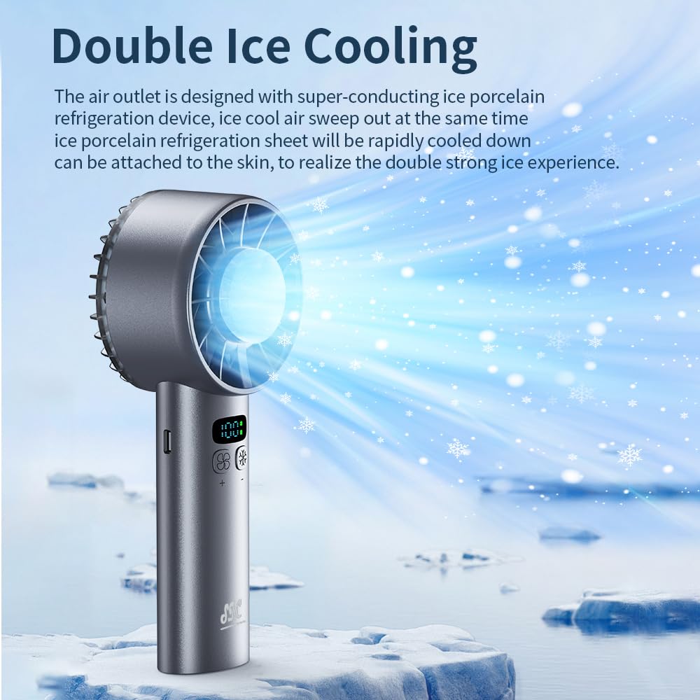 S.I.C Ventilatore Portatile a Mano – Mini Ventilatore Silenzioso Ricaricabile con Batteria 5200mAh, 3 Velocità, Raffreddamento Potente per Viaggi, Ufficio, Esterni (Nero)