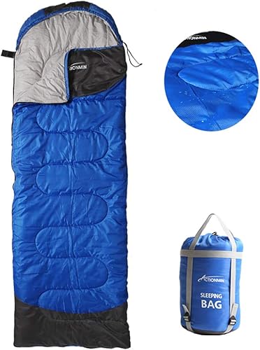 Saco de dormir para acampada, 4 estaciones, ligero, portátil, resistente al agua, ideal para el clima frío, acampada, actividades al aire libre,