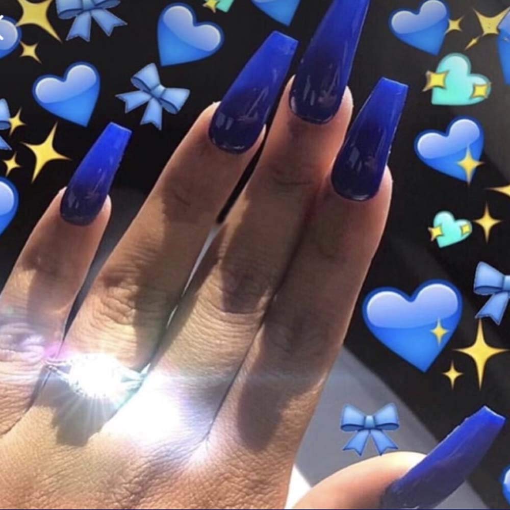 Amazon.com: Vogee 24Pcs Glossy Pure Color Fake Nails Medium Long Coffin  Shape Full Coverage Removable Wear Press on Acrylic Ballerina False Nails  Art Tips for Girls and Women (Royal blue) : Everything