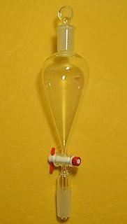 NANSHIN lab Glass,24/40,500mâ€‹l,Glass Pyriform Separatory Funnel,Peaâ€‹r Shape,PTFE Stopcock