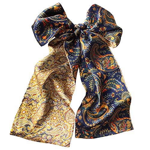Haial Silk Scarf Women Men Nature 100% Silk Satin Neck Long Scarf Head Accessory Double-Sided Pattern Gift 59"X6" (Paisley) #TOP1