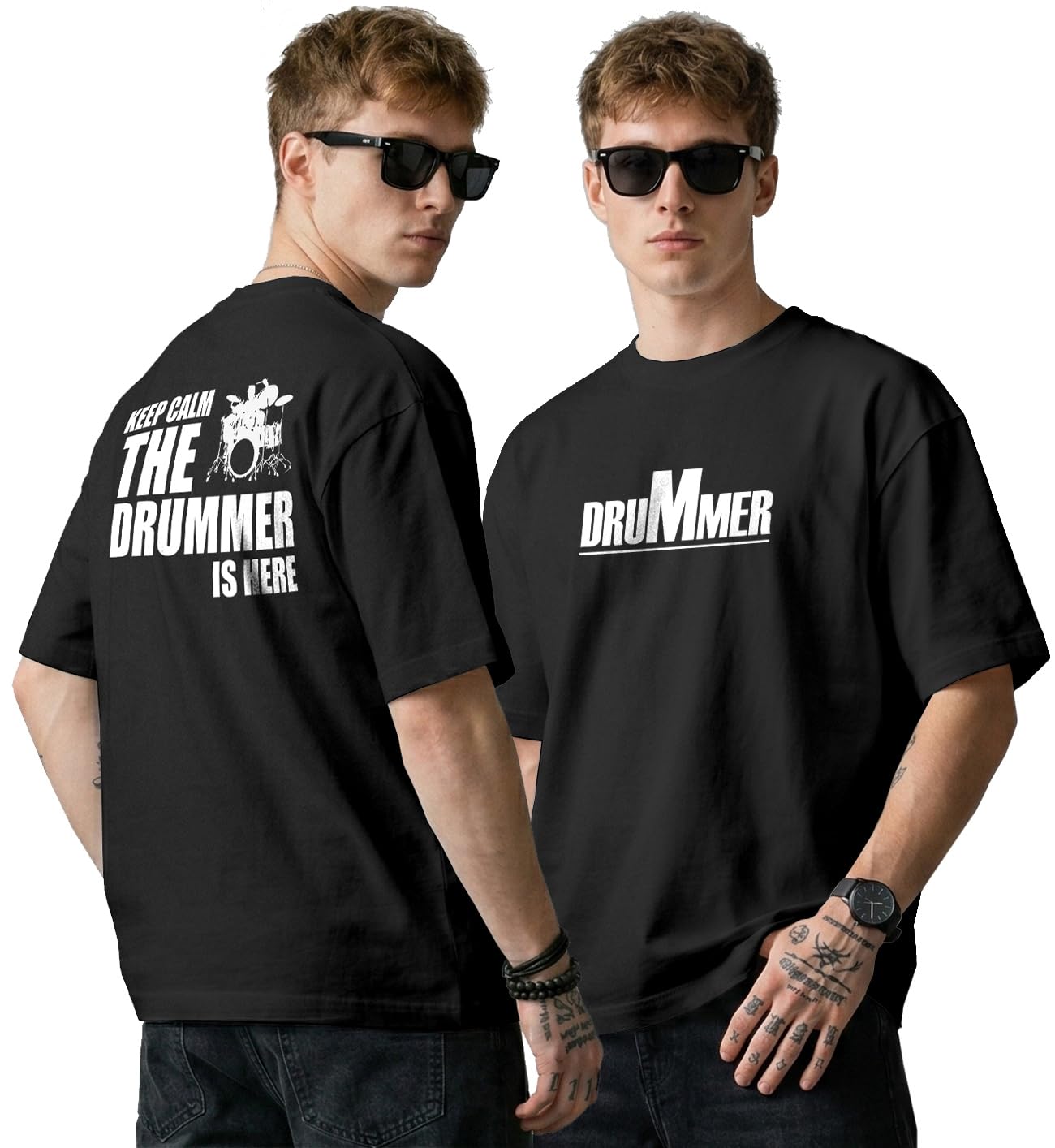 indissh Music Band Printed Oversized fit Round Neck Half Sleeves Cotton T-Shirt - OSRN-FB-Drummer-PAR-picture-35