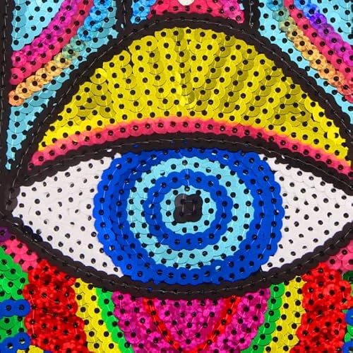 Horno Embroidery Patch Decorative Sequin On Patches Iron On Or Sew On Patches Large Patches (Hand Evil Eye) #TOP3