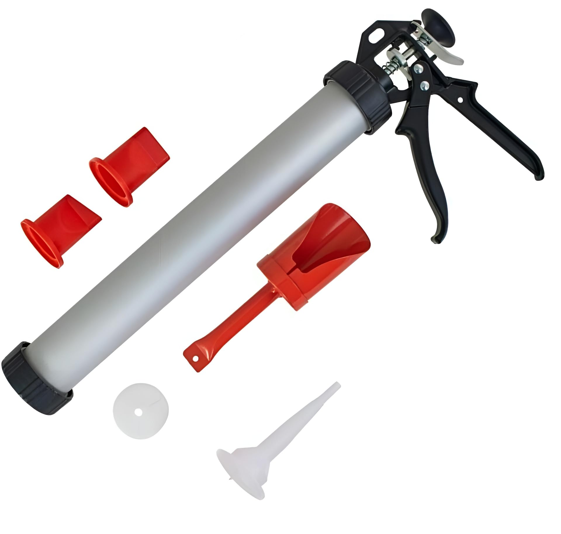 5pc Professional Mortar and Grouting Gun Set Heavy Duty Wall Floor Brick Cement Applicator Tool Plunger Tile Pointing Kit with Nozzles