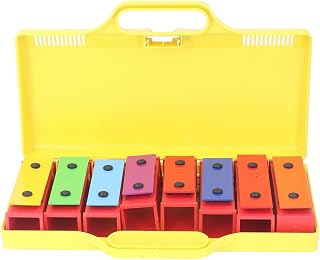 Cryfokt Buntes Resonatorglocken-Perkussionsspielzeug mit 8 Noten für und Erwachsene mit Gelbem Gehäuse, 8 Musikplatten Im Lieferumfang Enthalten
