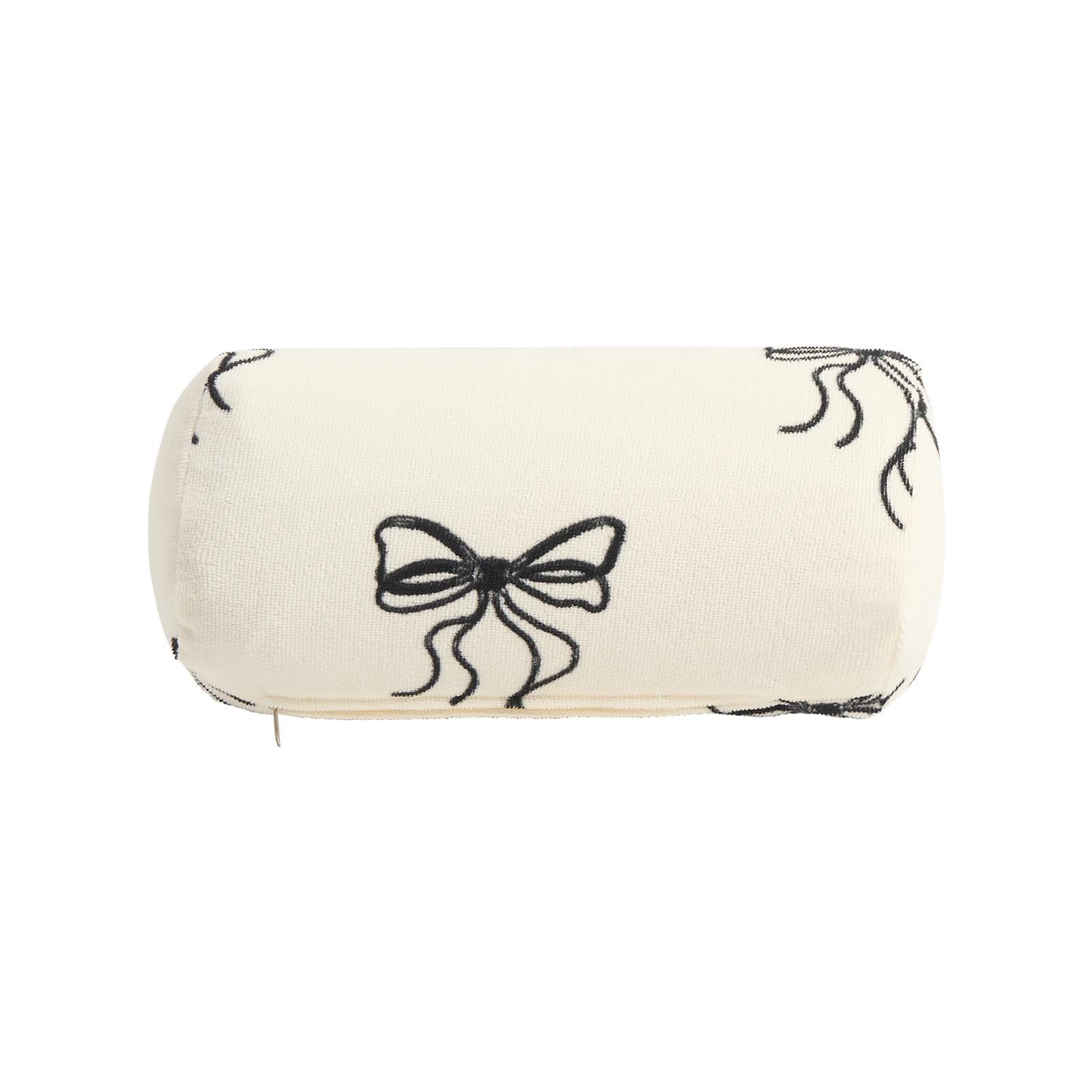 Ohs Women's Bows - Mono Inflatable Bow Beach Pillow, Gifts For Lightweight Compact Back Support Bolster Pillow With Soft Microfibre Cover For Sun Loungers Poolside Portable Travel Cushion, Mono - 36 X 16 X 16Cm