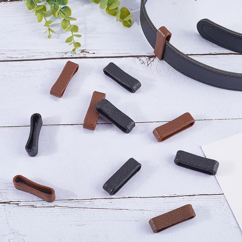 GORGECRAFT 20Pcs Rubber Leather Belt Loop Keepers Ring Buckle Brown Black Replacement Belts Straps Organizer Fixing Holder Stays Retainer Loops for Belt Hold Extra Men Women DIY Craft Accessories