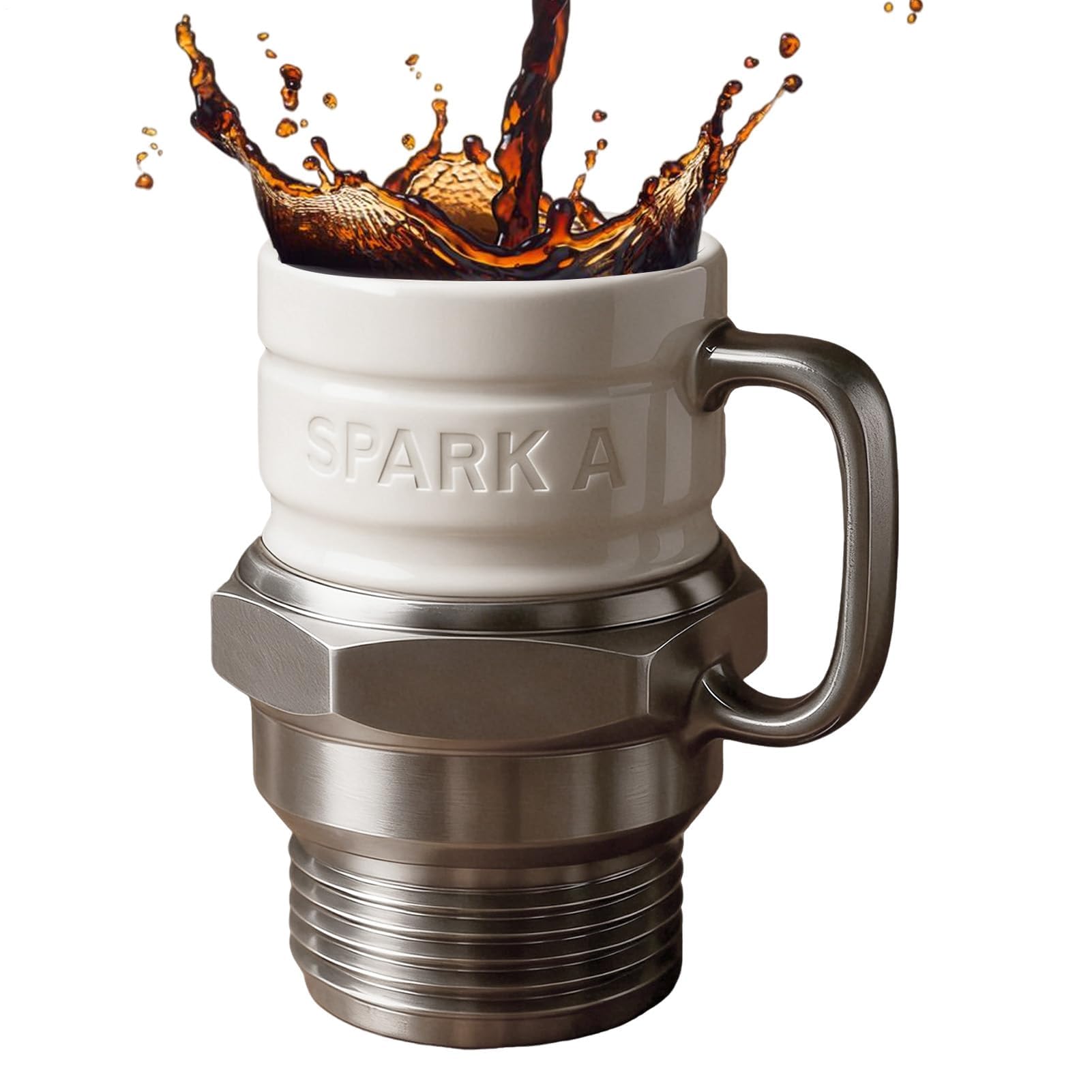 DSXVJHD Spark Plug Mug, Creative Engine Coffee Mug with Heat-Insulated Handle, Novelty Mechanic Mug, Spark Plug Cup Mens Gift for Car Lovers, Mechanics, Collectors, Dad, Husband