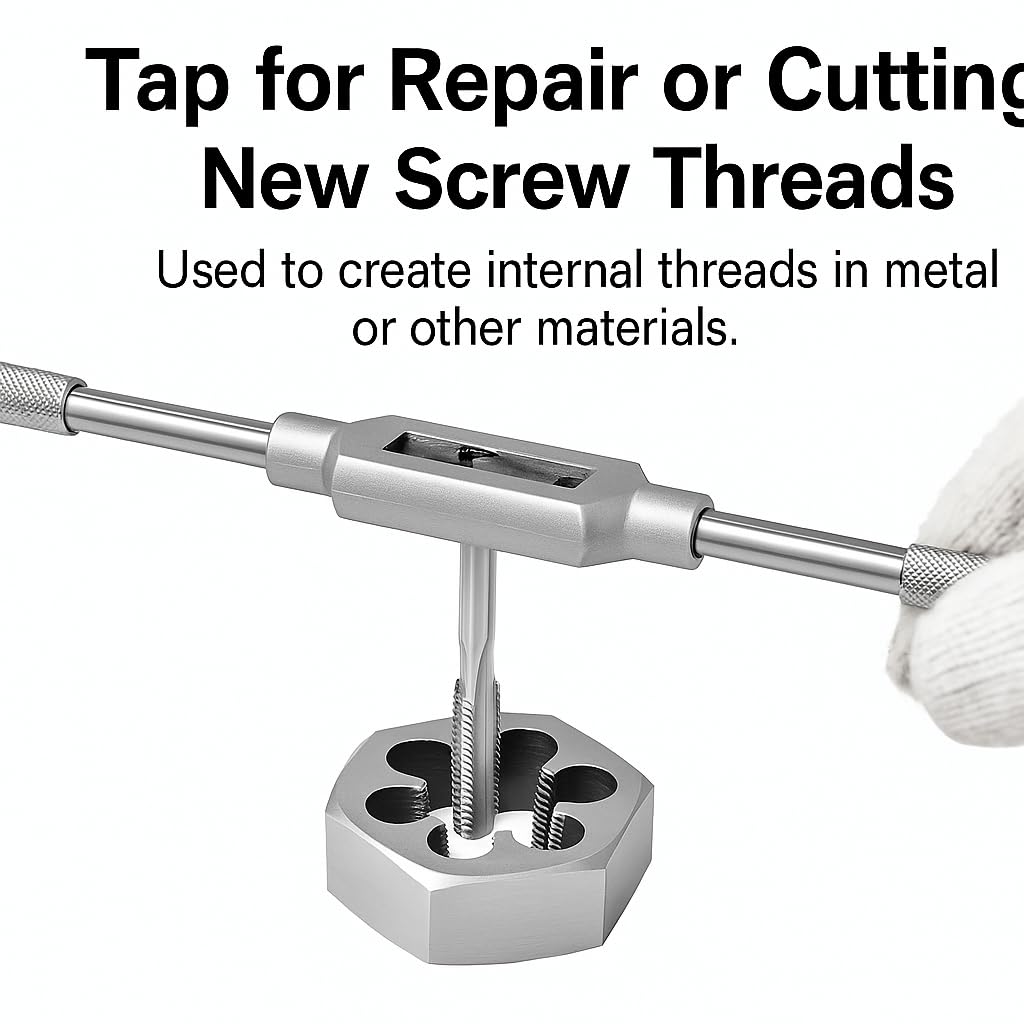 Juego de machos y terrajas de 1/4"-18 NPT – Combinación de macho de roscar y terraja hexagonal de acero aleado GCr15, herramienta de reparación de roscas cónicas para accesorios de tubería cónicos