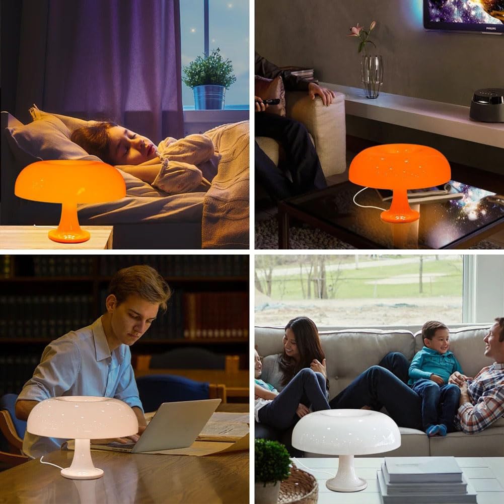 Orange Tischlampe LED Pilz Tischleuchte mit USB Kabel Nachtlicht Innen Dimmbar Nachttischlampe Moderne Beleuchtung Tischlichter Mushroom Dekoration Lampe für Schlafzimmer Wohnzimmer,Orange