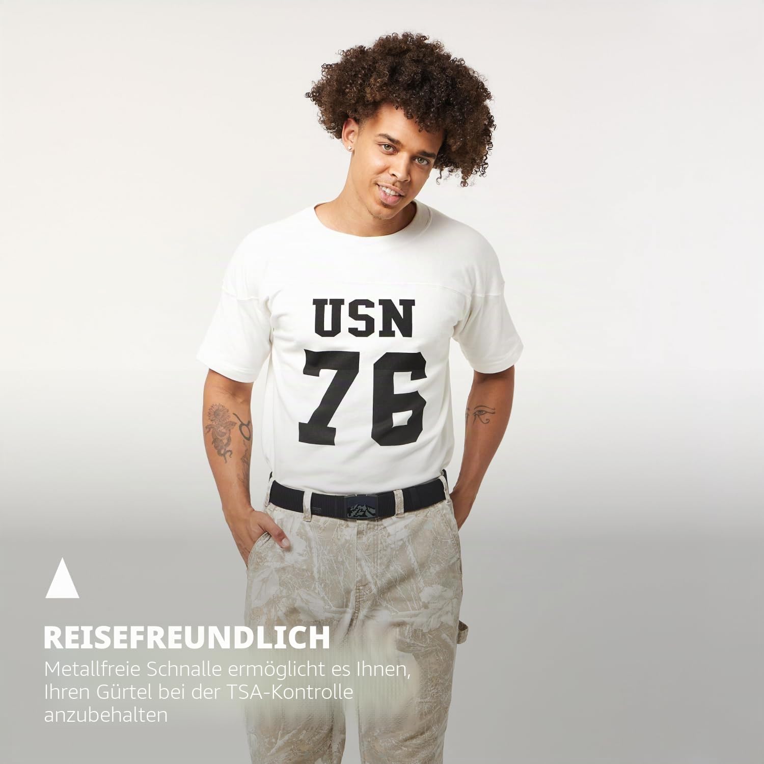 Arcade Experience Unisex-Gürtel, strapazierfähiges, elastisches Gurtband, nicht-metallische, reisefreundliche Schnalle
