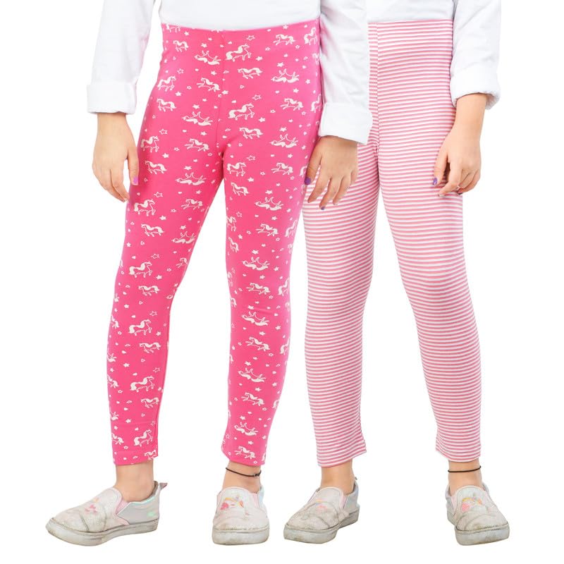 Image of ARIEL Cotton Printed Non-Transparent Regular Fit Ankle Length Leggings for Girls